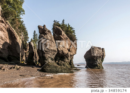 famous Hopewell Rocks geologigal formations at low famous Hopewell Rocks geologigal formations at low 34859174