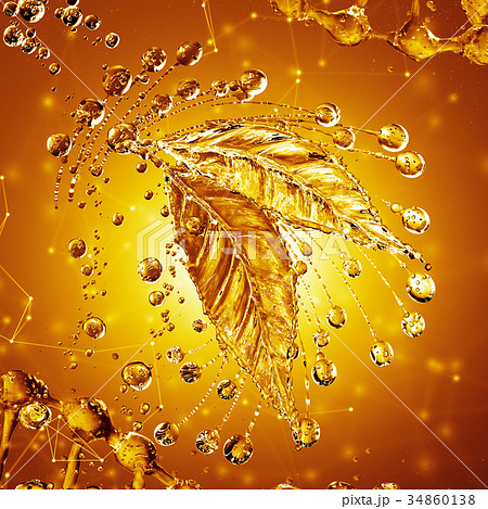 3D detailed illustration of a drop of water gold 3D detailed illustration of a drop of water gold 34860138