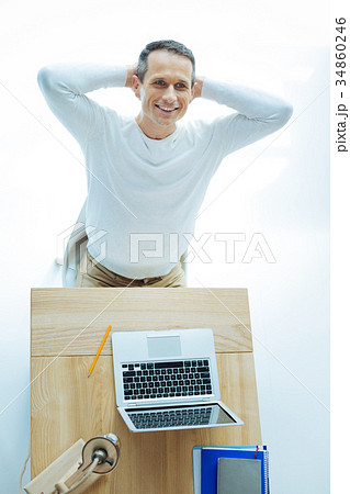 Top view of a happy relaxed man 34860246