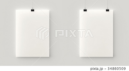 Set of 2 blank posters hanging on a thread with Set of 2 blank posters hanging on a thread with 34860509