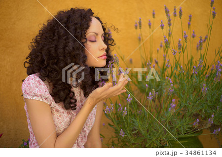 Beautiful lady with lavender 34861134