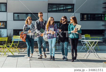 Group of Students Walk 34861551