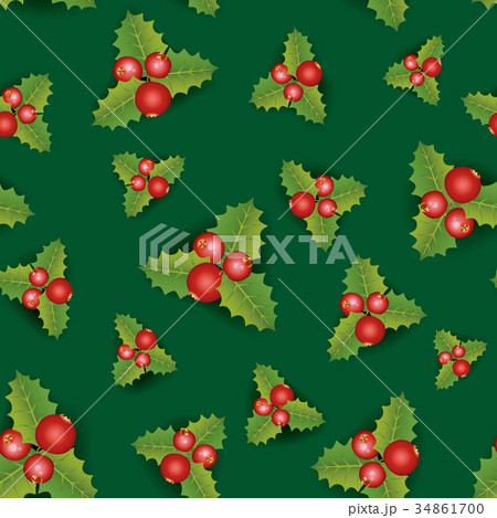 Floral Christmas seamless pattern with berry 34861700