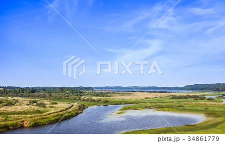 Rural Russian landscape. Sorot river coasts Rural Russian landscape. Sorot river coasts 34861779