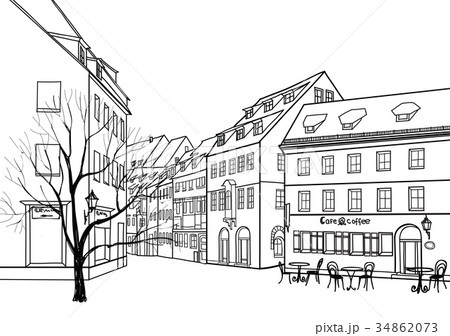 Street cafe. Old city view. European cityscape Street cafe. Old city view. European cityscape 34862073
