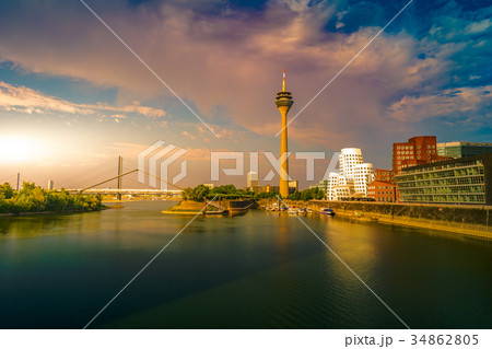 Looking at Media Harbor at Rhine-River in Looking at Media Harbor at Rhine-River in 34862805