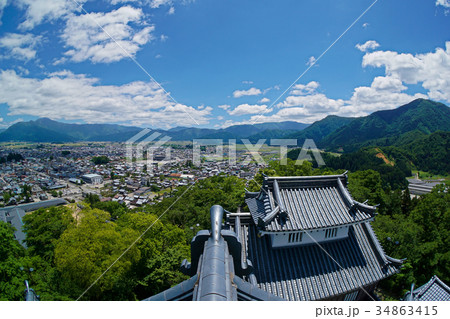 福井県越前大野城天守からの眺め 福井県越前大野城天守からの眺め 34863415