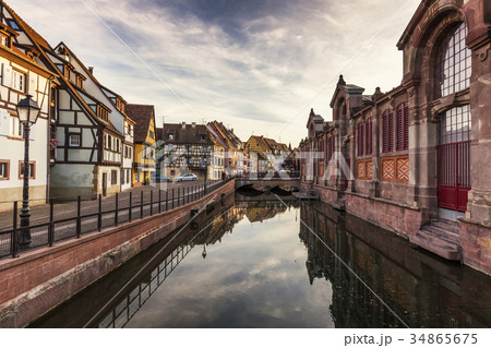 France, Grand Est, Colmar, Sky reflecting in water surface 34865675