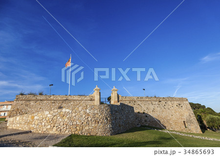 Spain, Catalonia, Tarragona, Fort of Sant Jordi with blue sky above Spain, Catalonia, Tarragona, Fort of Sant Jordi with blue sky above 34865693