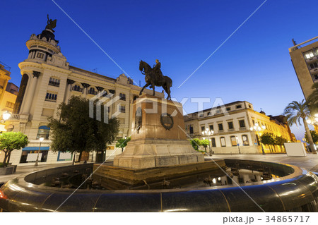 Spain, Andalusia, Cordoba, Tendillas Square, Low angle view of equestrian statue Spain, Andalusia, Cordoba, Tendillas Square, Low angle view of equestrian statue 34865717