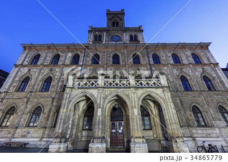 Germany, Thuringia, Weimar, Low angle view of Weimar City Hall 34865779