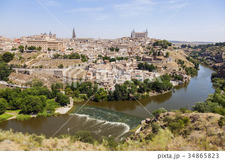 Spain, Castile-La Mancha, Aerial view of Toledo 34865823
