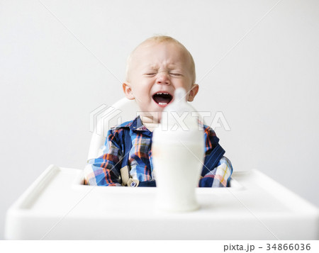 Studio shot of boy (12-17 months) crying Studio shot of boy (12-17 months) crying 34866036