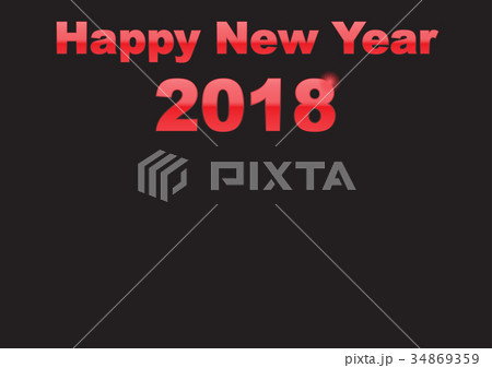 Happy New Year 2018 Text with Metallic Design 34869359