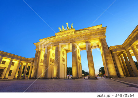 Berlin night city skyline Brandenburg Gate Germany 34870564