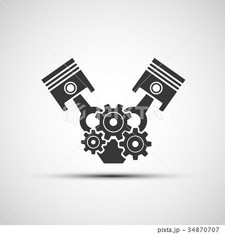 Vector icon of automotive engine 34870707