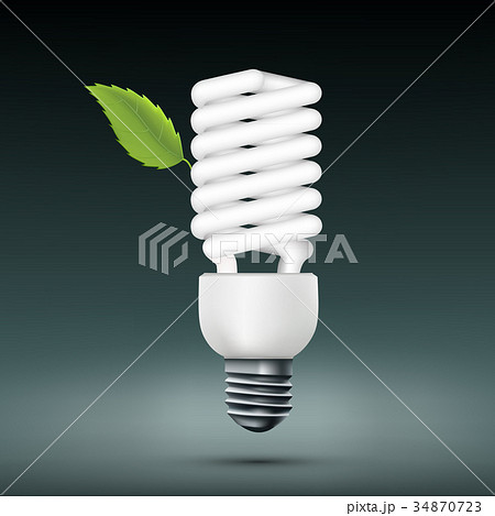 Vector energy saving lamp with green leaf Vector energy saving lamp with green leaf 34870723