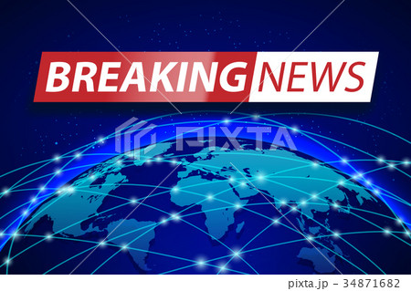 Breaking news live on blue world map background 34871682