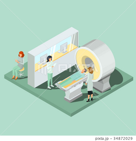 Medical MRI scanner, medical personnel and patient Medical MRI scanner, medical personnel and patient 34872029
