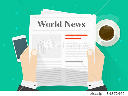 Newspaper in hands vector illustration, flat Newspaper in hands vector illustration, flat 34872462
