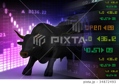 Trading and investing financial symbol with bull 34872493