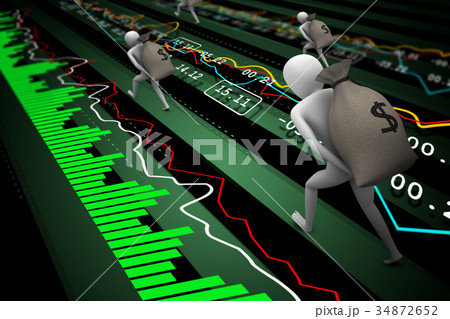 3d man with stock market data 34872652