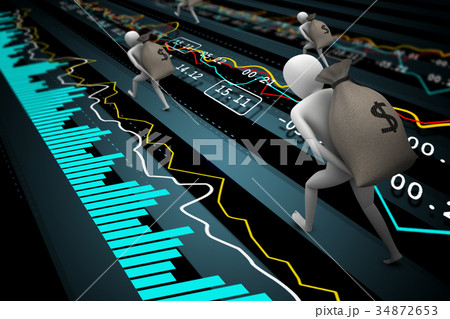 3d man with stock market data 34872653