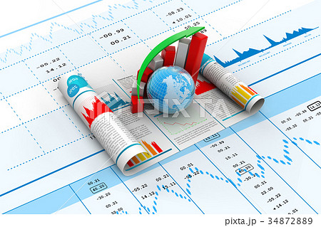Globe with financial graph 34872889