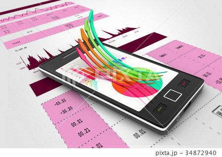  Smart phone showing a growth graph のイラスト素材 [34872940] - PIXTA 