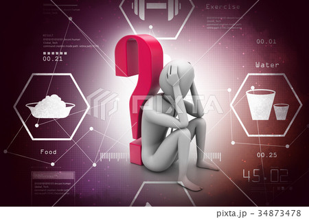 3d man sitting near the question mark 3d man sitting near the question mark 34873478
