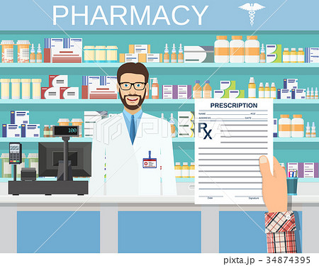 hand holding a prescription rx form. hand holding a prescription rx form. 34874395