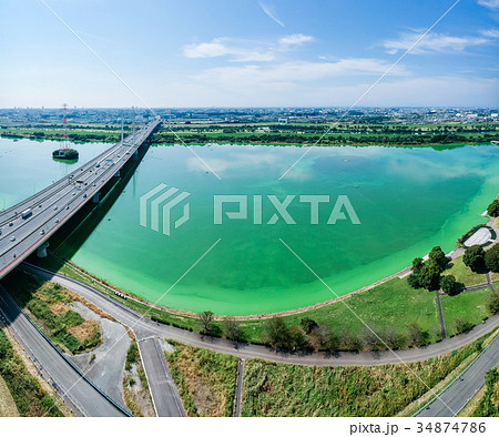 空撮 埼玉県戸田市 彩湖 空撮 埼玉県戸田市 彩湖 34874786