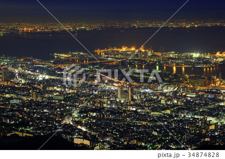 神戸 摩耶山からの夜景 掬星台 神戸 摩耶山からの夜景 掬星台 34874828