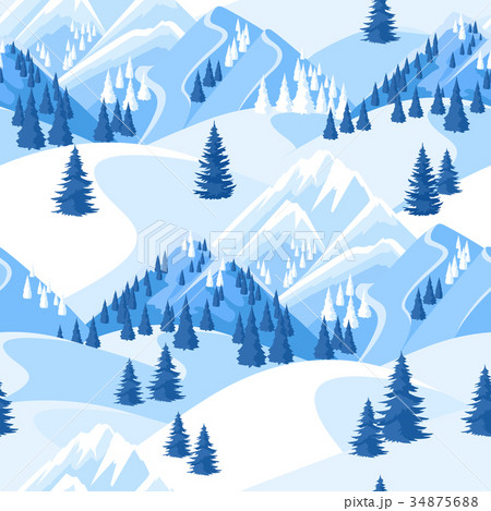 Winter seamless pattern. Beautiful landscape with Winter seamless pattern. Beautiful landscape with 34875688
