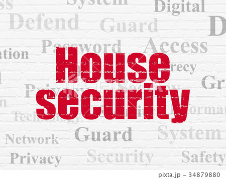 Security concept: House Security on wall Security concept: House Security on wall 34879880