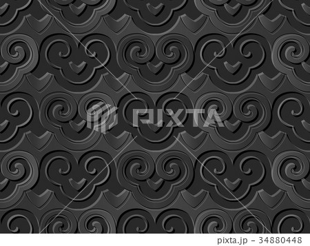Dark 3D paper cut art retro seamless background Dark 3D paper cut art retro seamless background 34880448