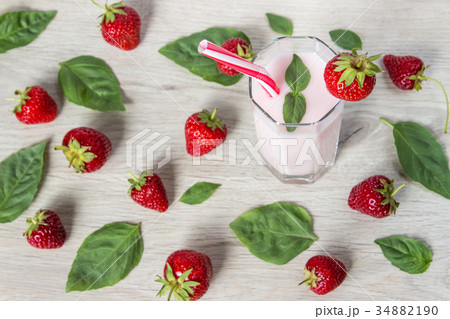 Drink smoothies summer strawberry with mint. 34882190