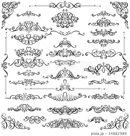Collection of vintage calligraphic flourishes Collection of vintage calligraphic flourishes 34882989