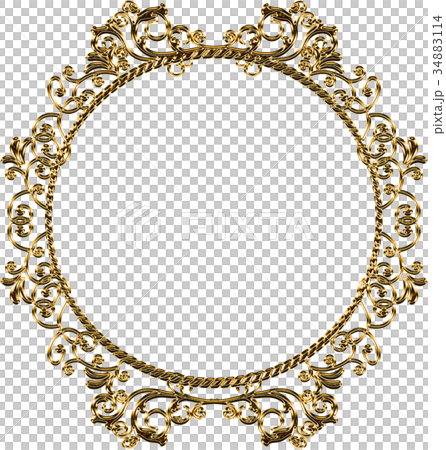 メタリックの質感のオーナメント|円形 ゴールド|Baroque ornament メタリックの質感のオーナメント|円形 ゴールド|Baroque ornament 34883114