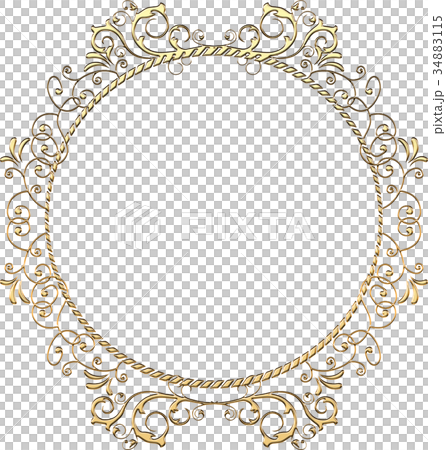 メタリックの質感のオーナメント｜円形　ゴールド｜Baroque ornament 34883115