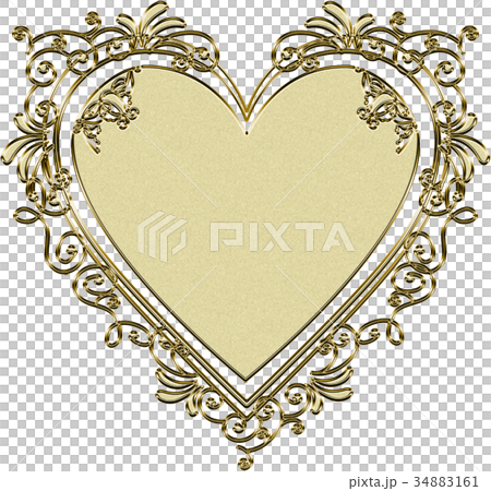 Metallic Textured Ornament | Heart Shape Gold | Baroque ornament Metallic Textured Ornament | Heart Shape Gold | Baroque ornament 34883161