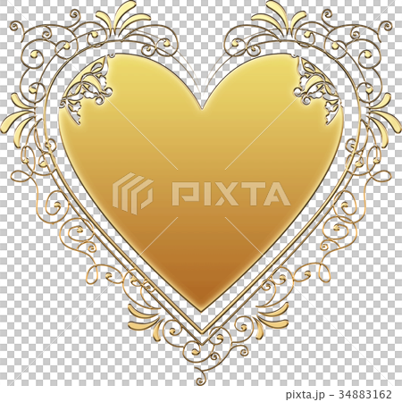 Metallic Textured Ornament | Heart Shape Gold | Baroque ornament Metallic Textured Ornament | Heart Shape Gold | Baroque ornament 34883162