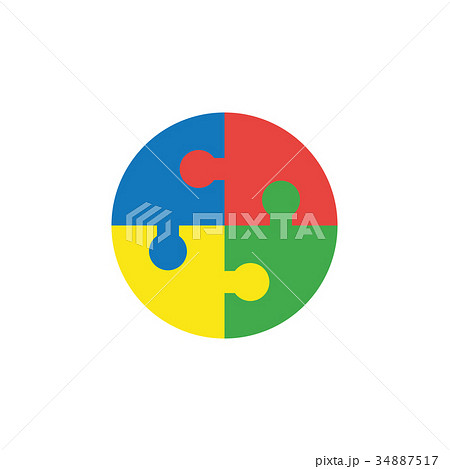 Vector concept circle shape puzzle pieces connect 34887517