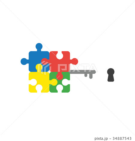 Vector concept of puzzle key and keyhole 34887543