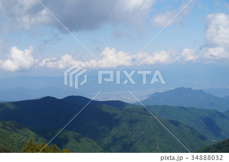 山、雲、流れ雲、影 34888032