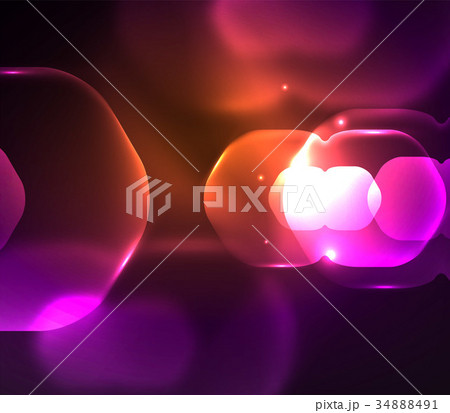 Blurred transparent hexagons on dark, digital 34888491