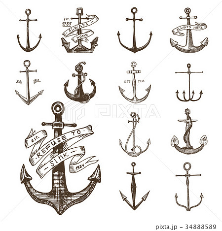 Anchor Engraved Vintage In Old Hand Drawn Orのイラスト素材 3485