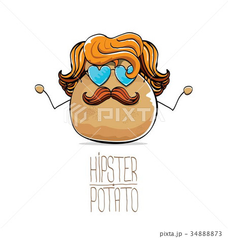 vector funny cartoon cute brown hipster potato vector funny cartoon cute brown hipster potato 34888873