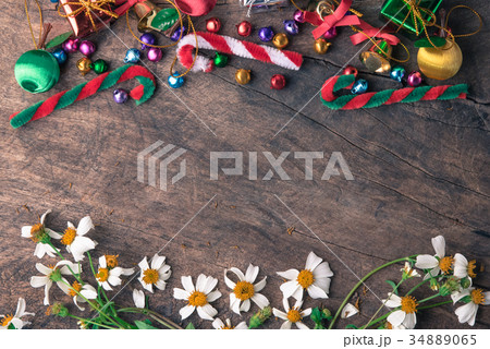 Christmas and new year wooden background  34889065