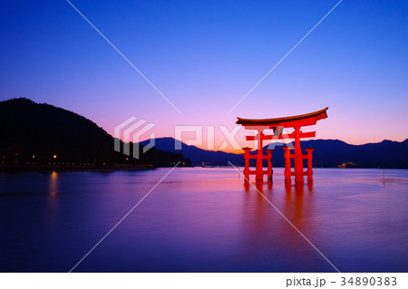 厳島神社　夕景 34890383